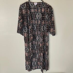 Patterned Black and Pink Women's Kimono